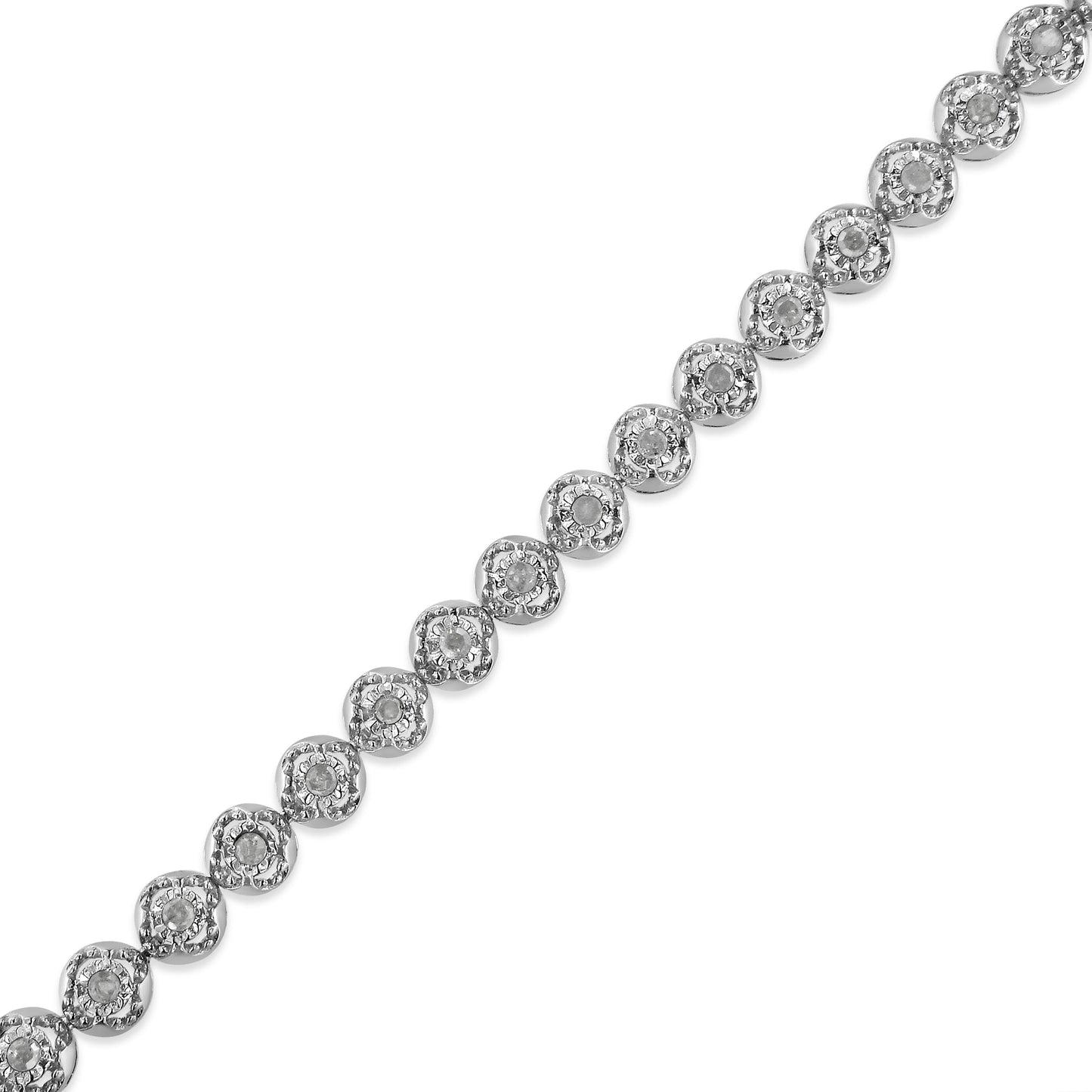 Sterling silver 7in diamond tennis bracelet with open circle-link halos on Tampa Home & Garden Store
