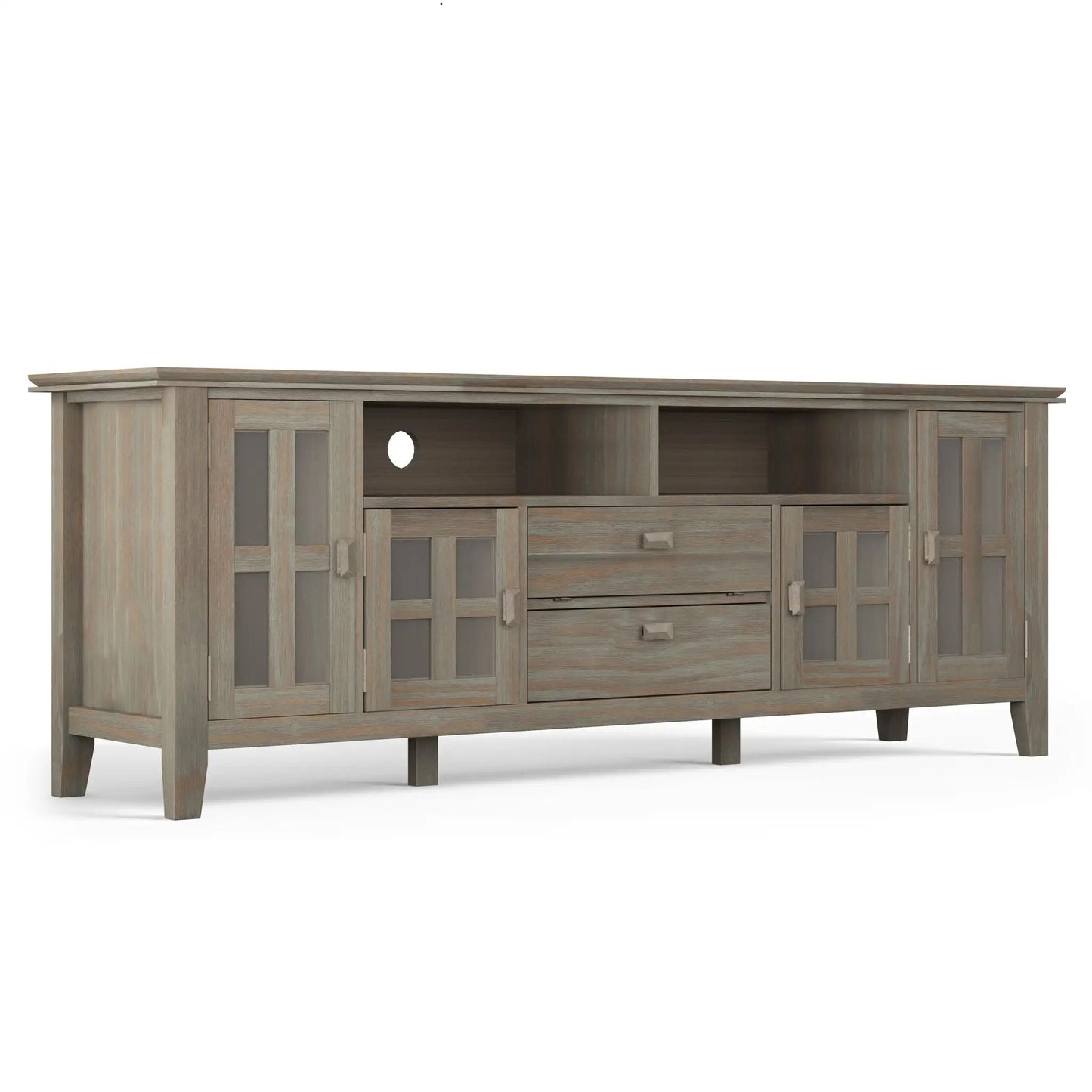 Artisan Tv Media Stand Glass Doors and Drawers