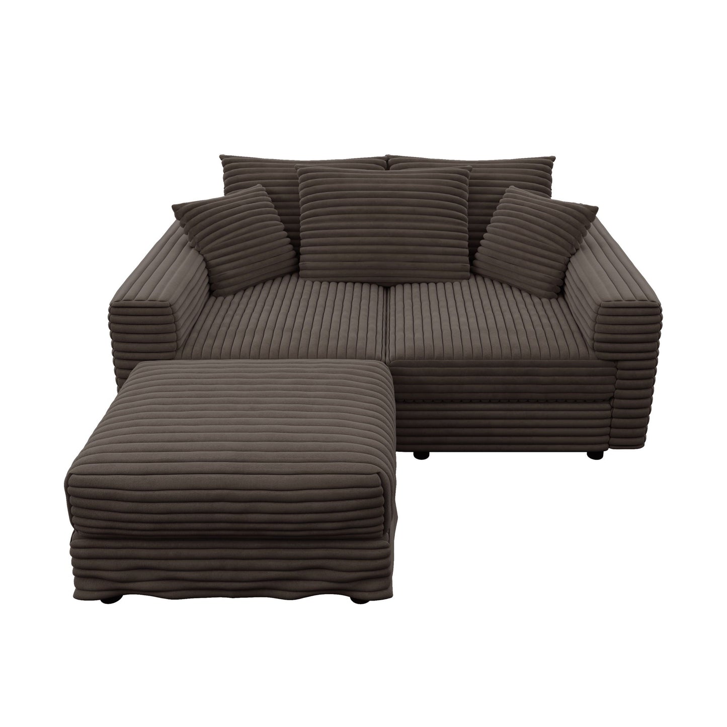 Deep Seat Sofa Bed With Ottoman and Soft Pillows