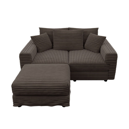 Deep Seat Sofa Bed With Ottoman and Soft Pillows