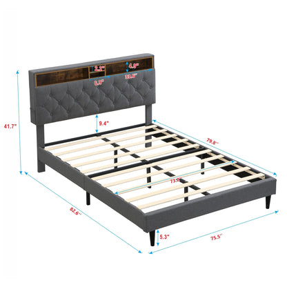 Modern Upholstered Bed Frame and Usb Ports