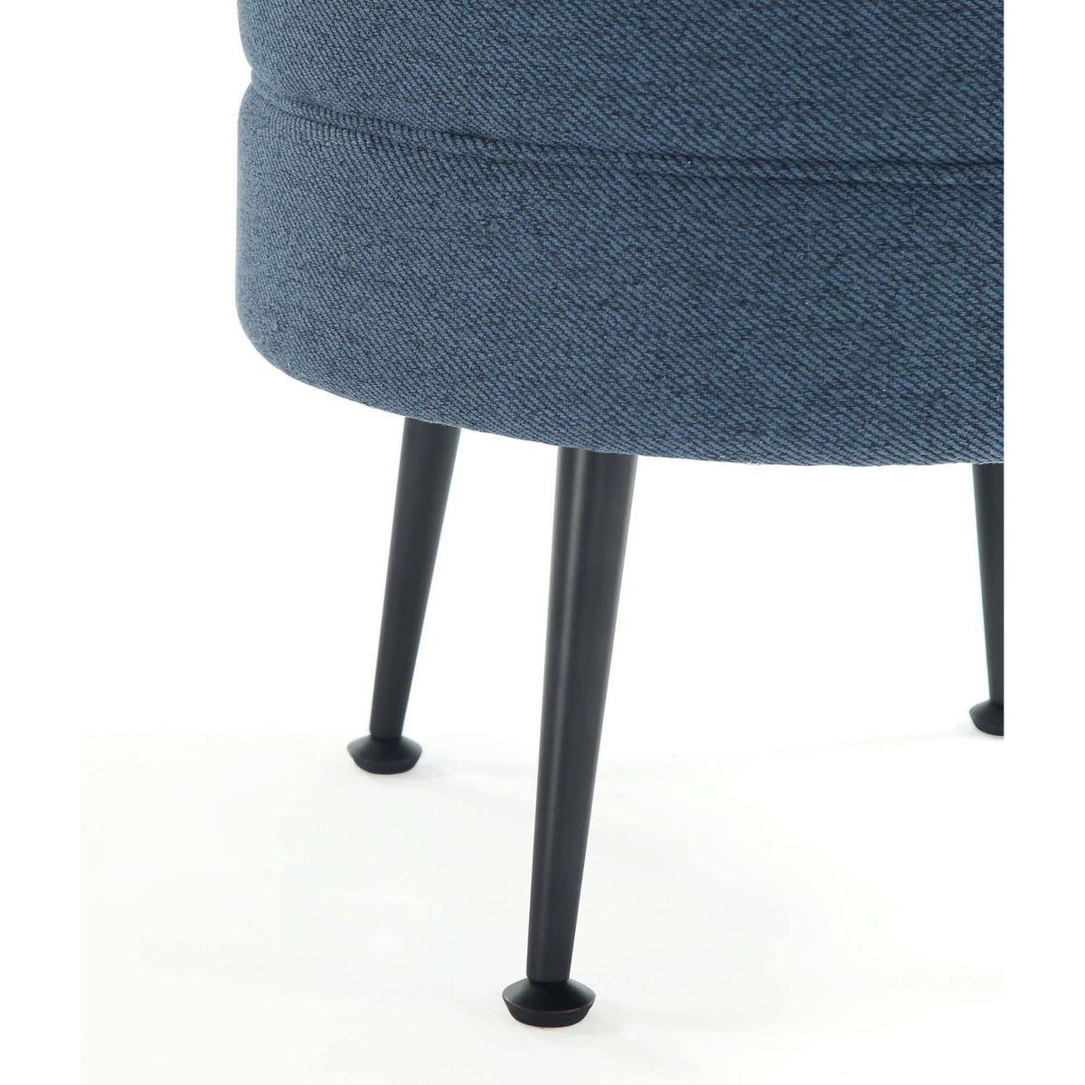 Bailey Accent Ottoman in blue textured upholstery with black tapered legs on Tampa Home & Garden Store