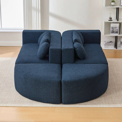 Boneless couch modular sectional sofa navy blue textured fabric, two-section on Tampa Home & Garden Store