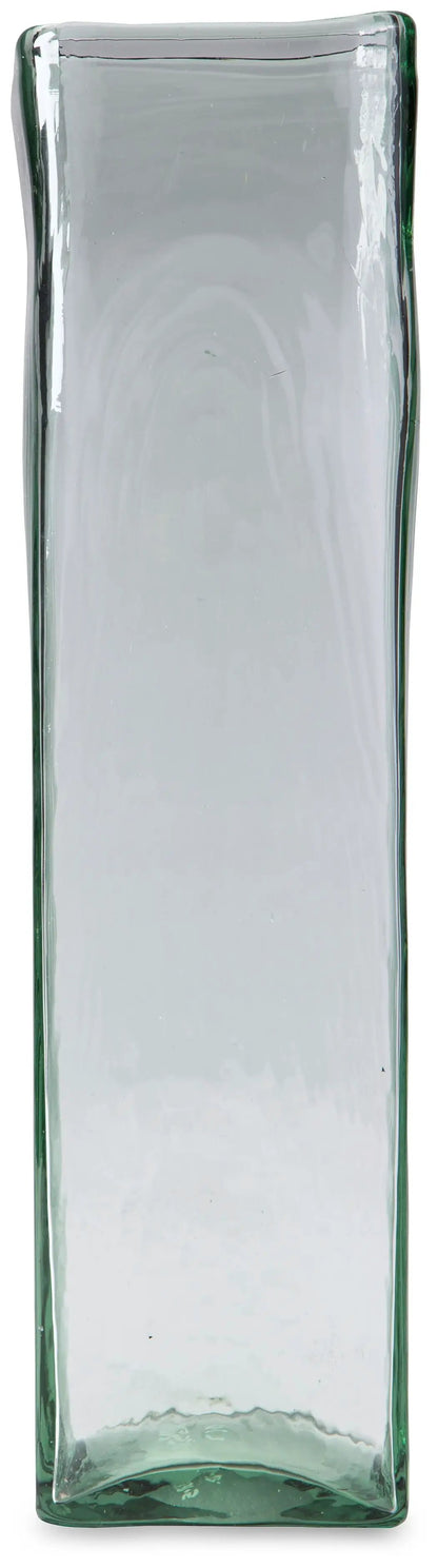 Taylow vase glass tall rectangular vase with green-tinted edges on Tampa Home & Garden Store