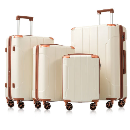 HouseOfZazla brown white 6-piece expandable hardshell luggage set with copper-tone accents on Tampa Home & Garden Store