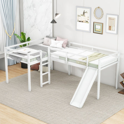 L Shaped Loft Bed With Ladder And Slide white finish HouseOfZazla loft bed on Tampa Home & Garden Store