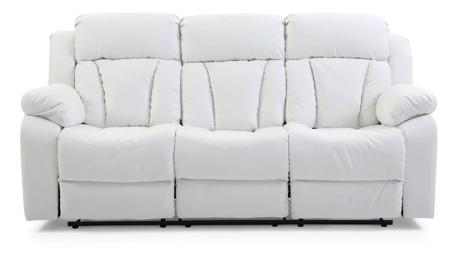 Reclining sofa white upholstery with plush cushions on Tampa Home & Garden Store