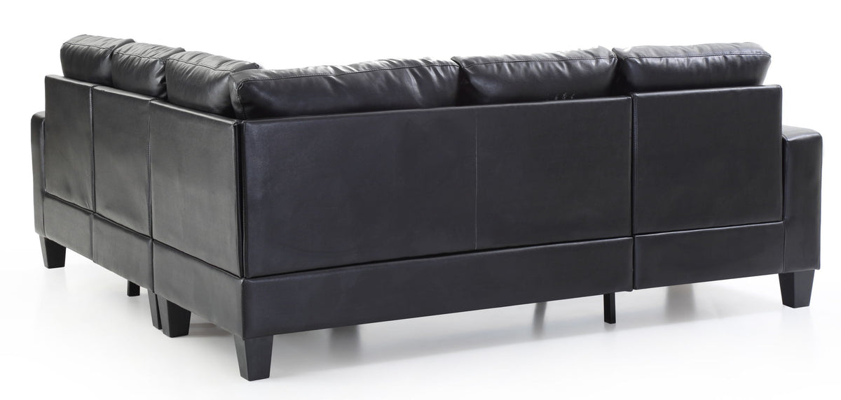 Newbury Sectional Sofa with Pocket Coil Cushions, black leather, with tapered legs on Tampa Home & Garden Store