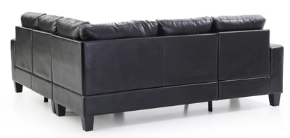 Newbury Sectional Sofa with Pocket Coil Cushions, black leather, with tapered legs on Tampa Home & Garden Store