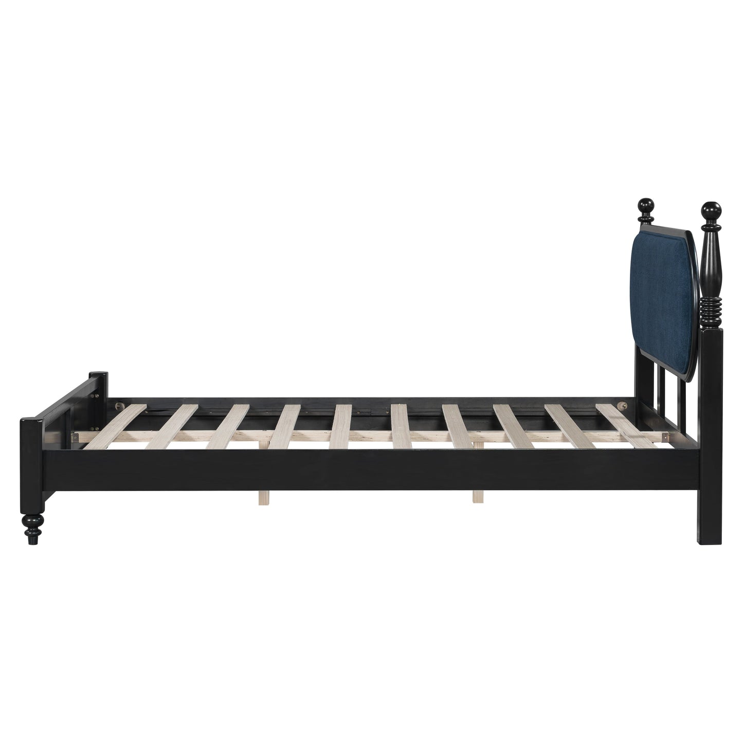 Queen Upholstered Bed Frame With Wood and Slats