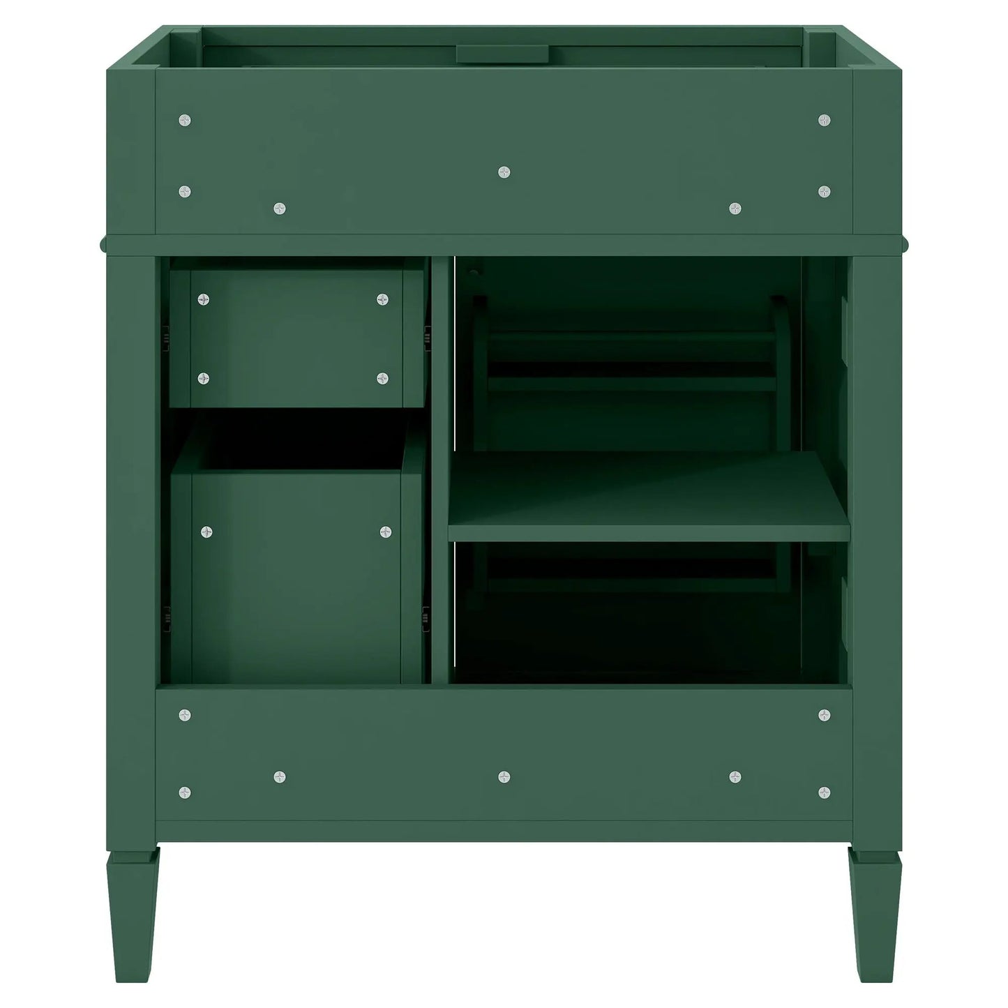 Bathroom vanity base in green with 2 drawers and a tip-out cabinet, Unique Piece Furniture on Tampa Home & Garden Store