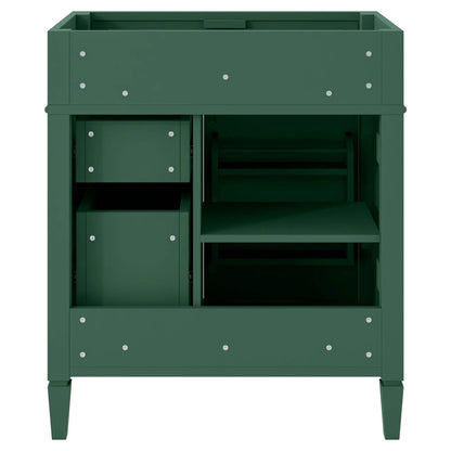 Bathroom vanity base in green with 2 drawers and a tip-out cabinet, Unique Piece Furniture on Tampa Home & Garden Store