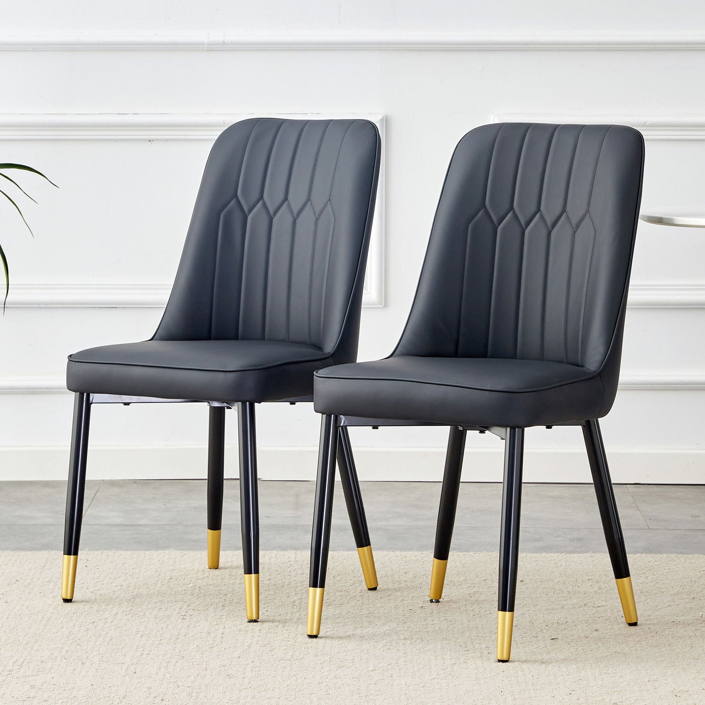 Modern Chair With Metal Legs, black faux leather seat, 2-pack HouseOfZazla chair set on Tampa Home & Garden Store