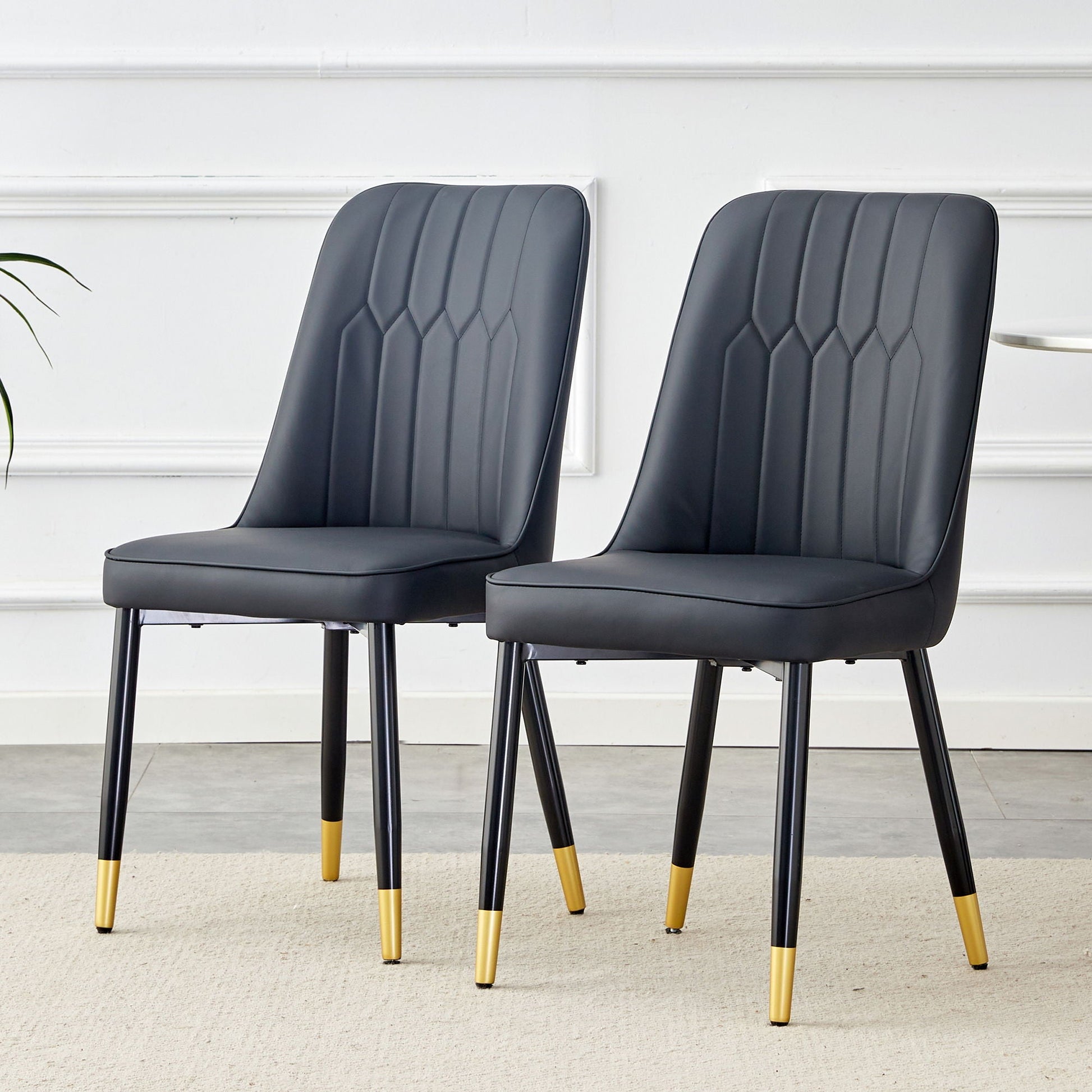 Modern Chair With Metal Legs, black faux leather seat, 2-pack HouseOfZazla chair set on Tampa Home & Garden Store