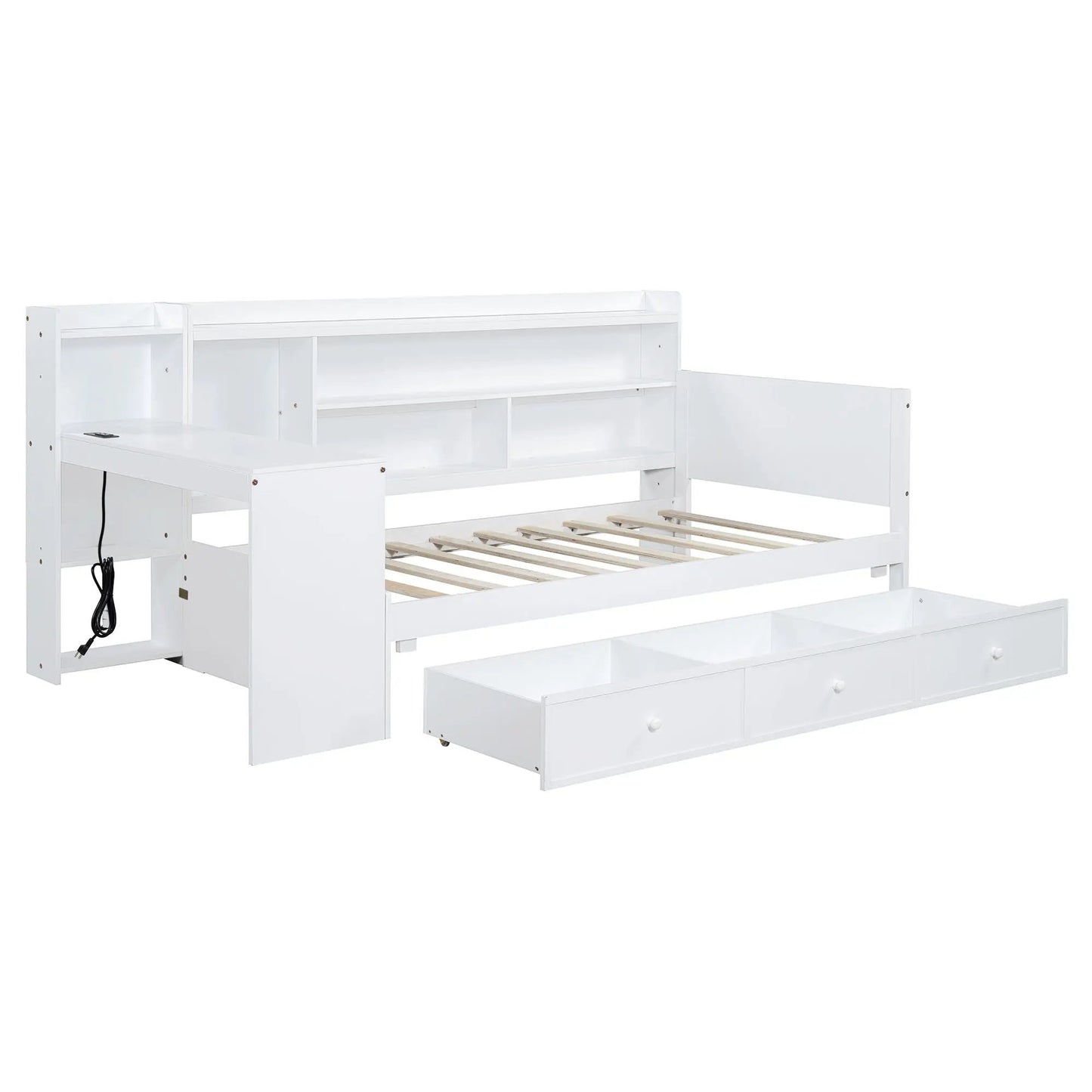 White storage daybed with built-in desk and three drawers by Unique Piece Furniture on Tampa Home & Garden Store