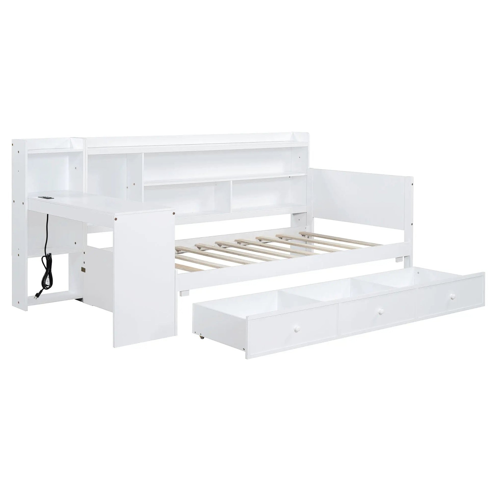 White storage daybed with built-in desk and three drawers by Unique Piece Furniture on Tampa Home & Garden Store