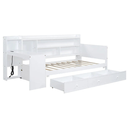 White storage daybed with built-in desk and three drawers by Unique Piece Furniture on Tampa Home & Garden Store