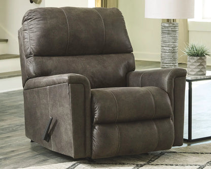 Navi Rocker Recliner in dark brown leather with white contrast stitching by Unique Piece Furniture on Tampa Home & Garden Store