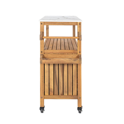 Classic Outdoor Acacia Wood Bar and Serving Rack