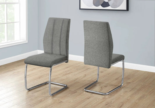 Dining chair set 2 gray upholstered chairs with cantilever legs Unique Piece Furniture on Tampa Home & Garden Store