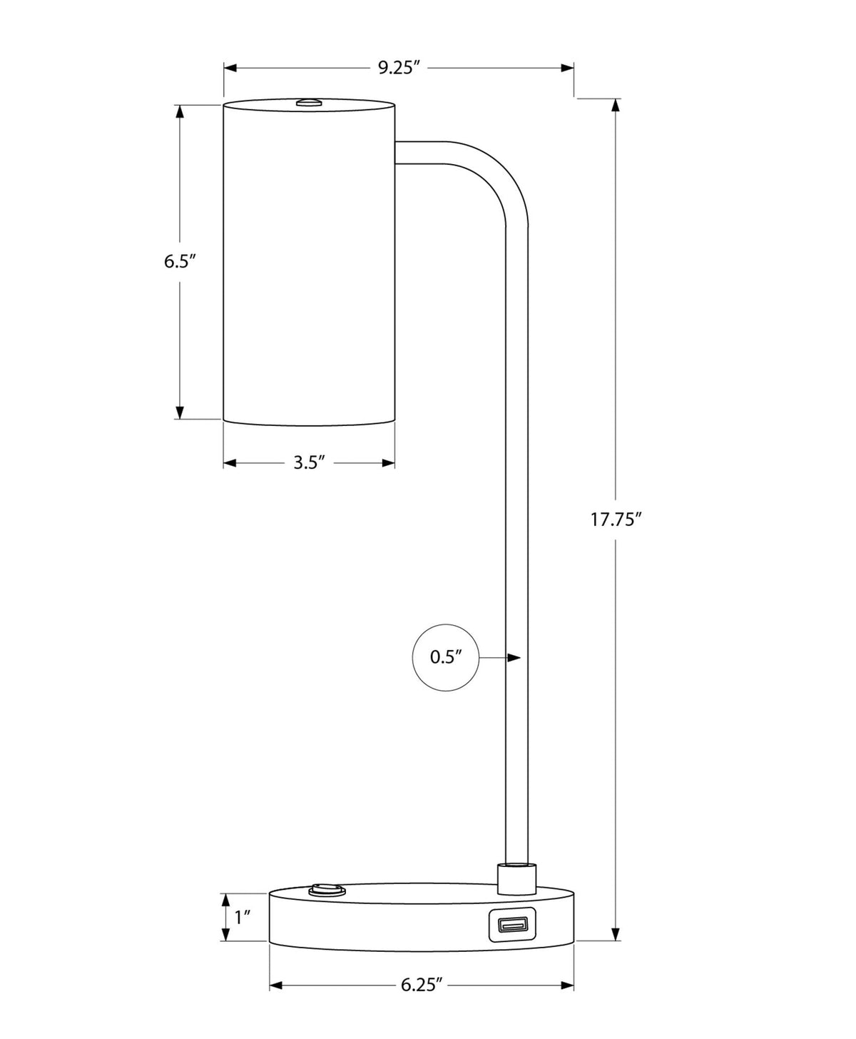 Table lamp by HouseOfZazla, gray modern design with USB port on Tampa Home & Garden Store