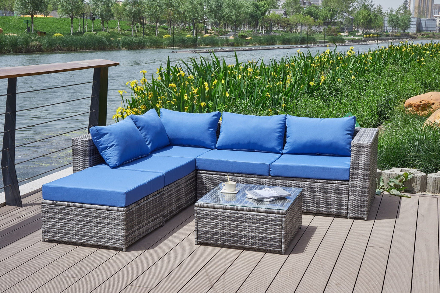 Stylish Outdoor Patio Sofa and Thick Cushion Set