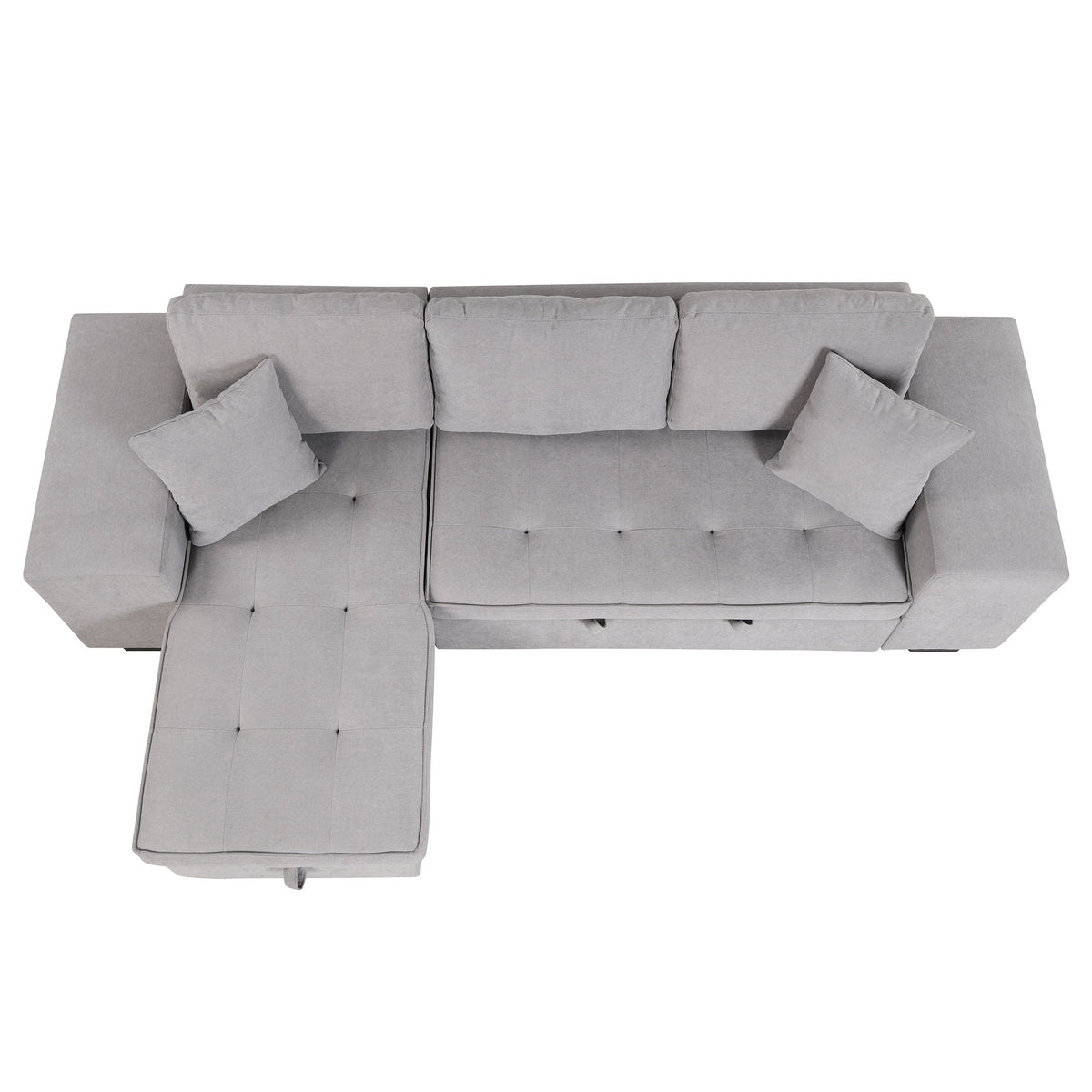 L-shaped gray fabric sectional sofa with chaise and plush back cushions HouseOfZazla on Tampa Home & Garden Store