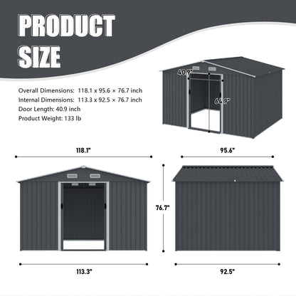 Large Metal Storage Shed and Heavy Sliding Doors