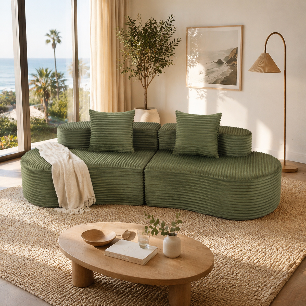 Cozy Corduroy 2 Seater Sofa and a Lumbar Pillow
