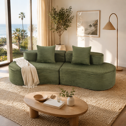 Cozy Corduroy 2 Seater Sofa and a Lumbar Pillow