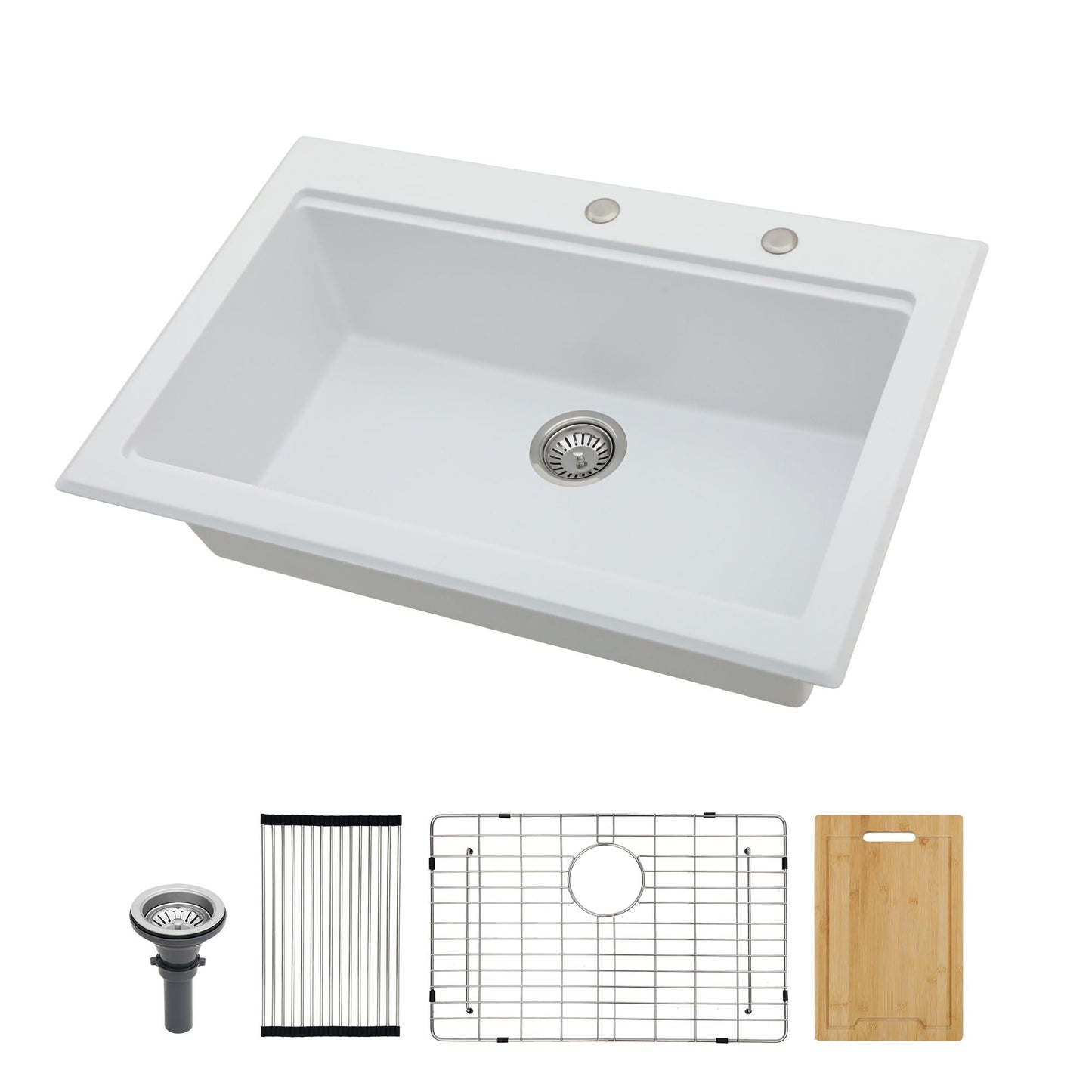 Drop In White Quartz Sink and Composite Basin