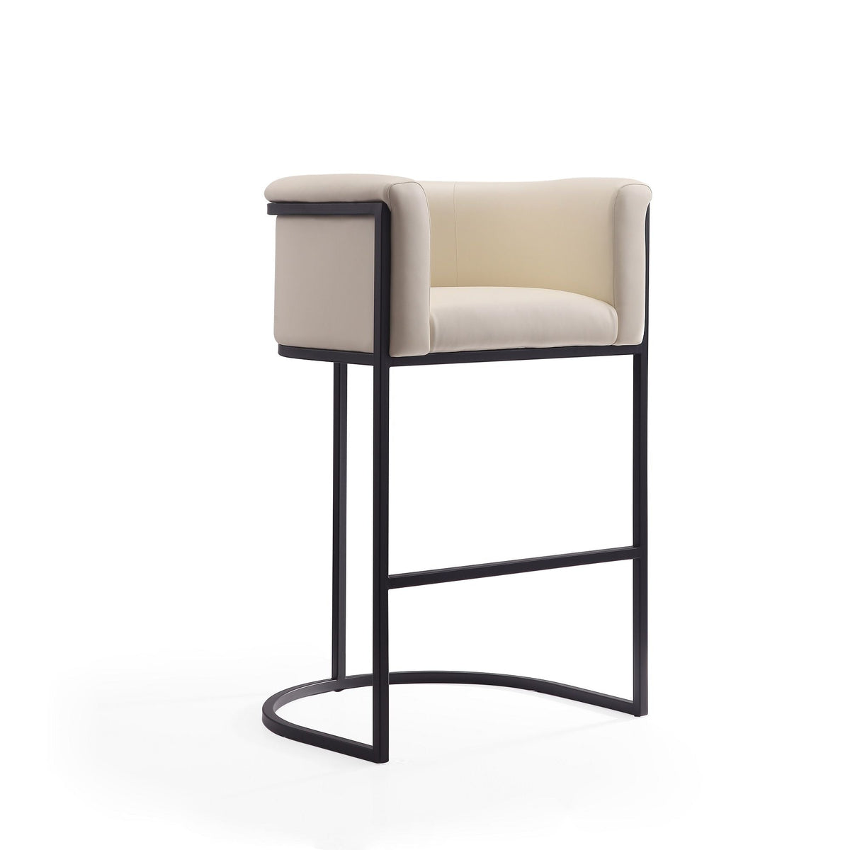 Cosmopolitan upholstered beige stool on black metal frame by HouseOfZazla 24–27 in on Tampa Home & Garden Store