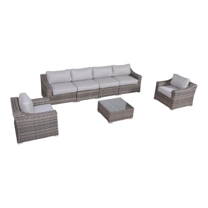 Outdoor Wicker Set With Glass Table And Cushions
