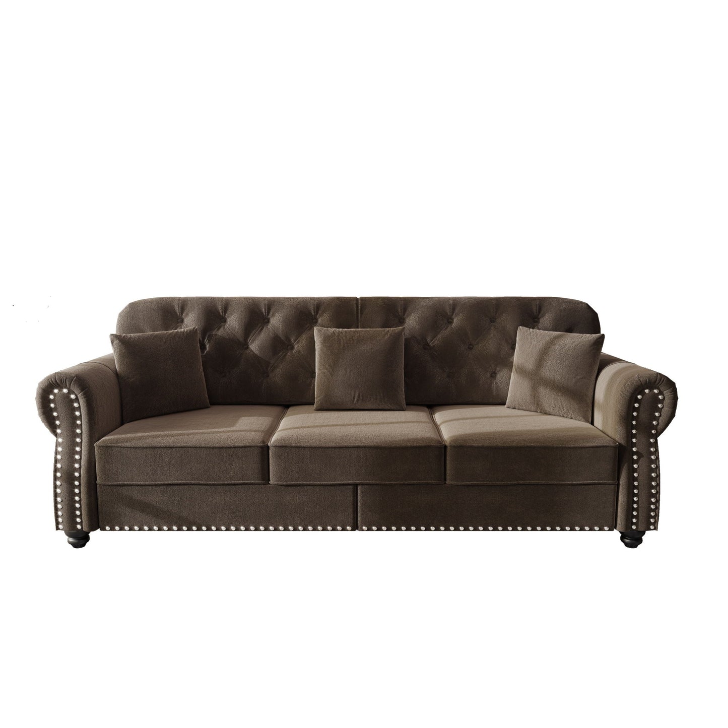 Modern Upholstered 3 Seater Sofa Set and Ottoman