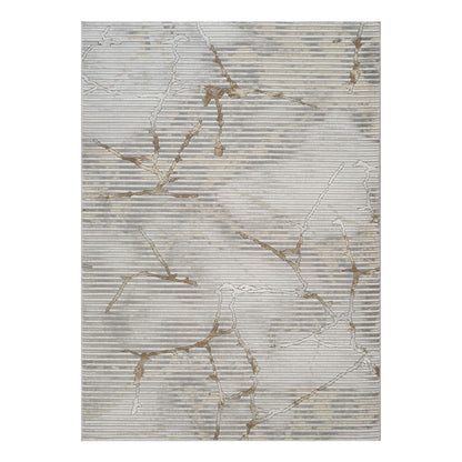 The Gray Geometric Area Rug with Soft Pile by HouseOfZazla, palette with gold abstract veins on Tampa Home & Garden Store