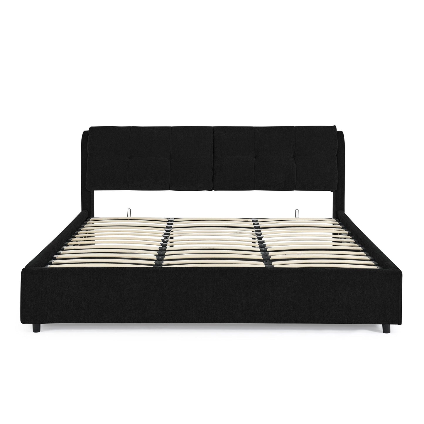 HouseOfZazla storage upholstered platform bed with integrated black headboard and slatted base on Tampa Home & Garden Store
