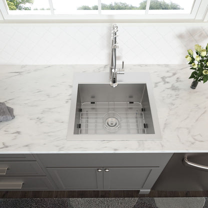 HouseOfZazla stainless steel drop-in topmount kitchen sink with pull-down spring faucet on Tampa Home & Garden Store