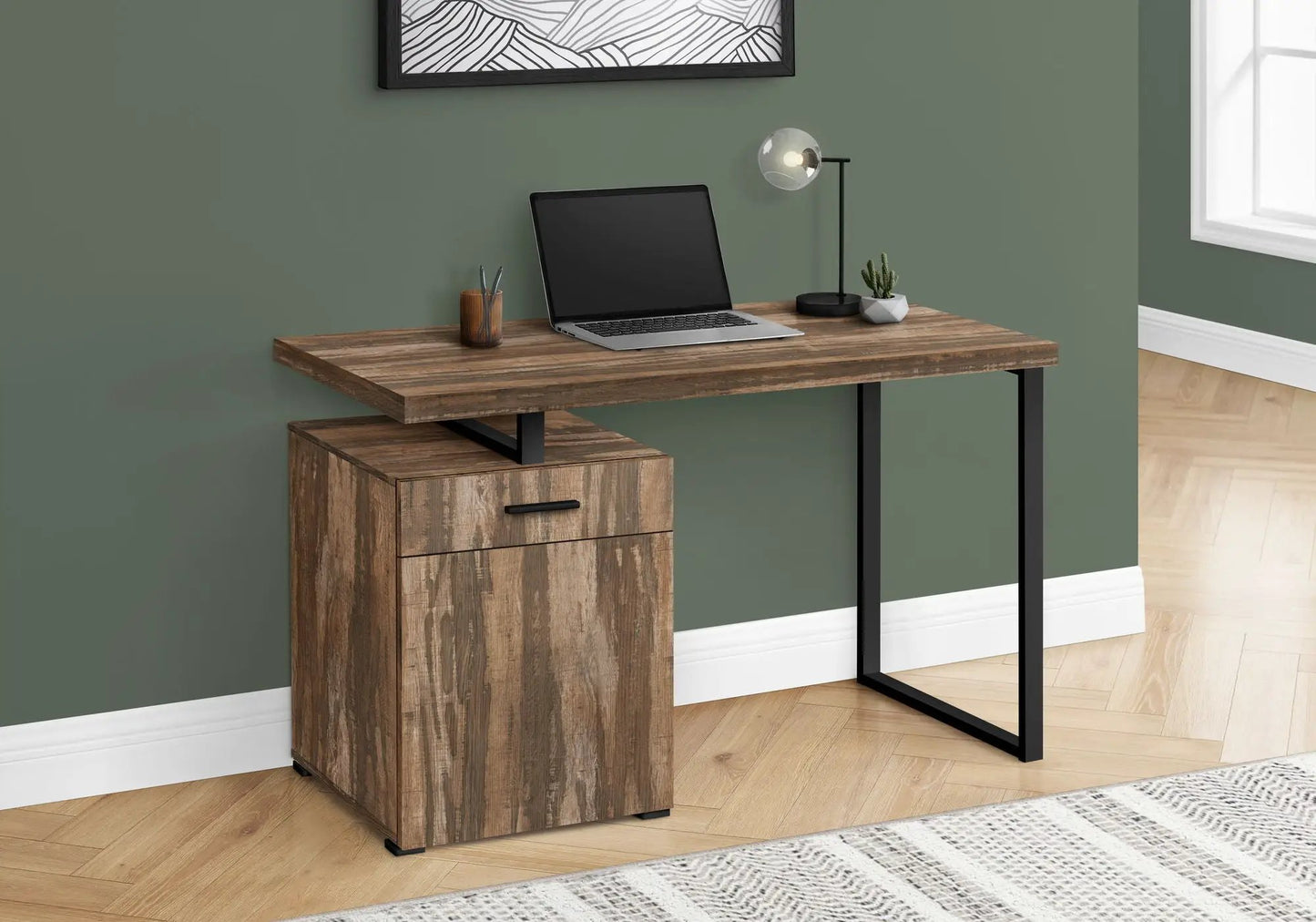 Computer Desk With Left and Right Setup Storage