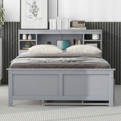 Platform Bed With Storage Headboard and USB