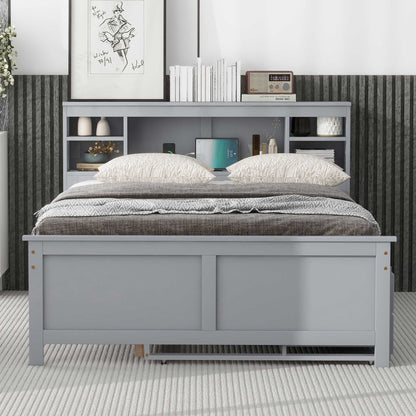 Platform bed with storage headboard in light gray by HouseOfZazla on Tampa Home & Garden Store