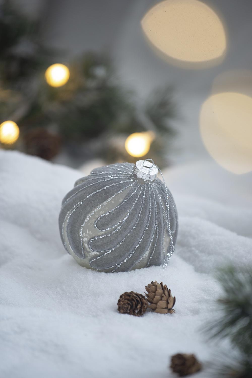 Hanging glass Christmas ball ornaments set of 6 by HouseOfZazla with glitter swirls on Tampa Home & Garden Store
