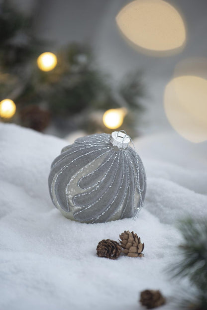 Hanging glass Christmas ball ornaments set of 6 by HouseOfZazla with glitter swirls on Tampa Home & Garden Store