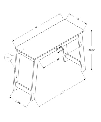 Writing desk blueprint with storage drawers; contemporary design, 40.25W x 18D x 29.25H on Tampa Home & Garden Store