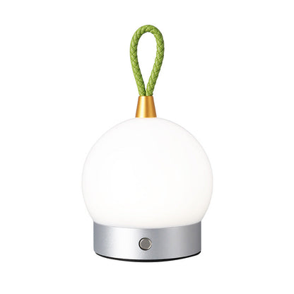 Night light globe with white glass sphere, silver base, green braided loop by Sell My Stuff on Tampa Home & Garden Store