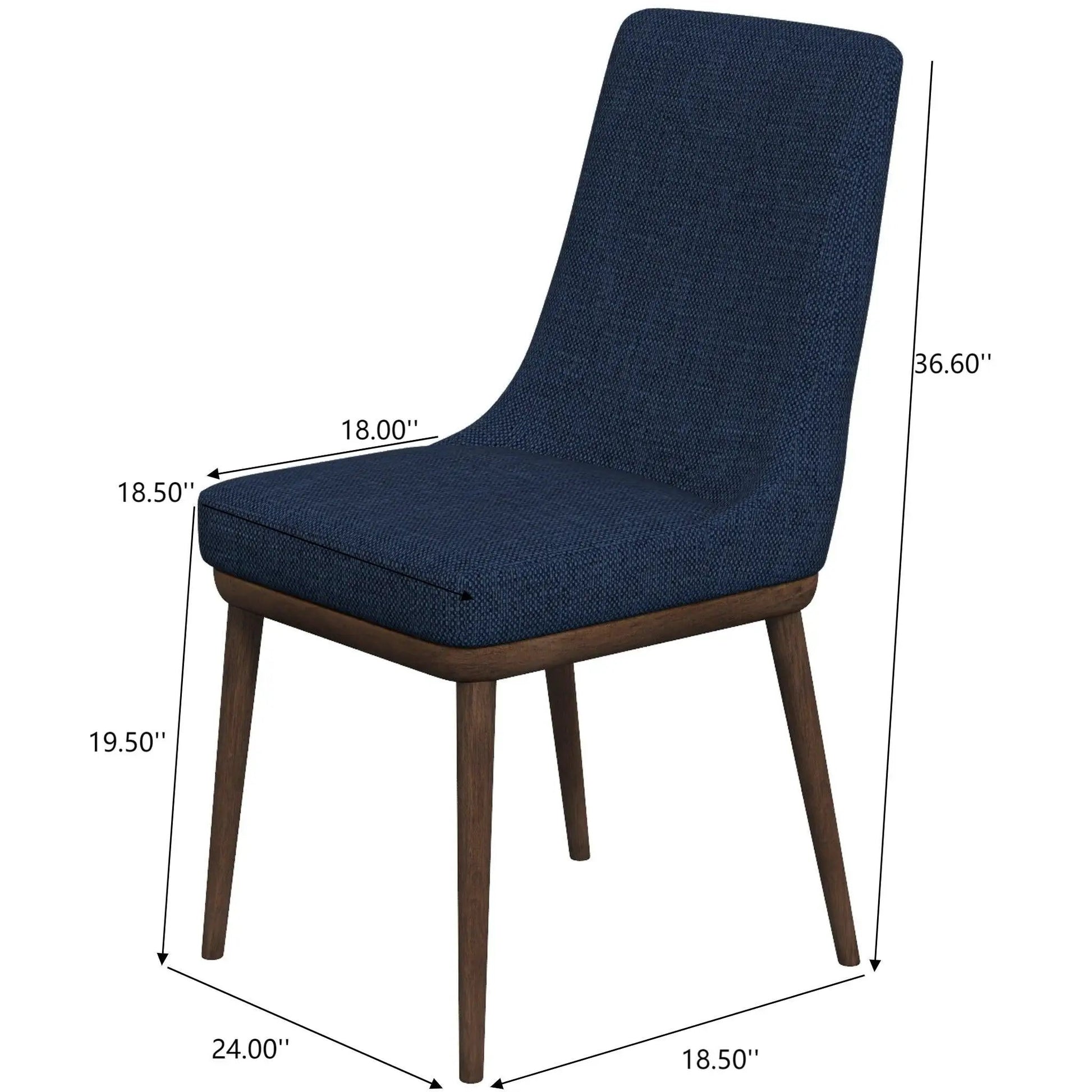 Kate mid-century dining chair blue fabric with wood legs; set of 2 Unique Piece Furniture on Tampa Home & Garden Store
