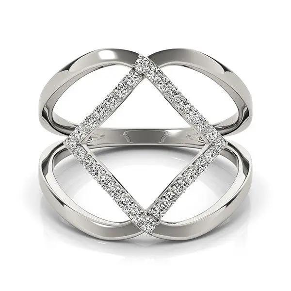 14k white gold diamond ring set with an interlaced square pavé frame on Tampa Home & Garden Store