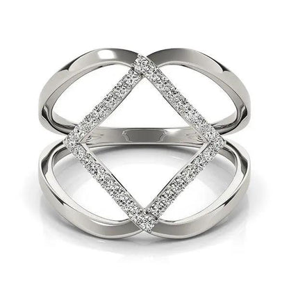 14k white gold diamond ring set with an interlaced square pavé frame on Tampa Home & Garden Store