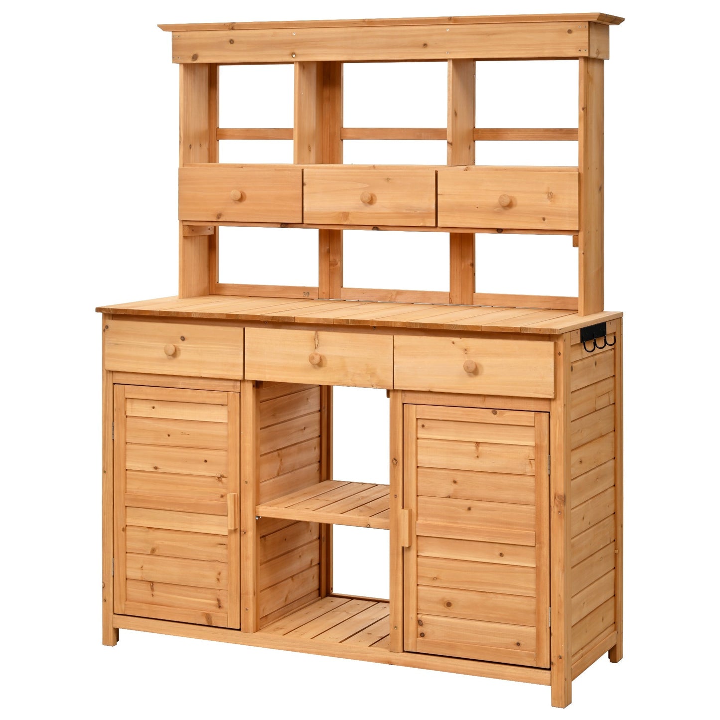 TOPMAX 65.7'' Tall Garden Potting Bench Table with Hutch natural wood by HouseOfZazla on Tampa Home & Garden Store