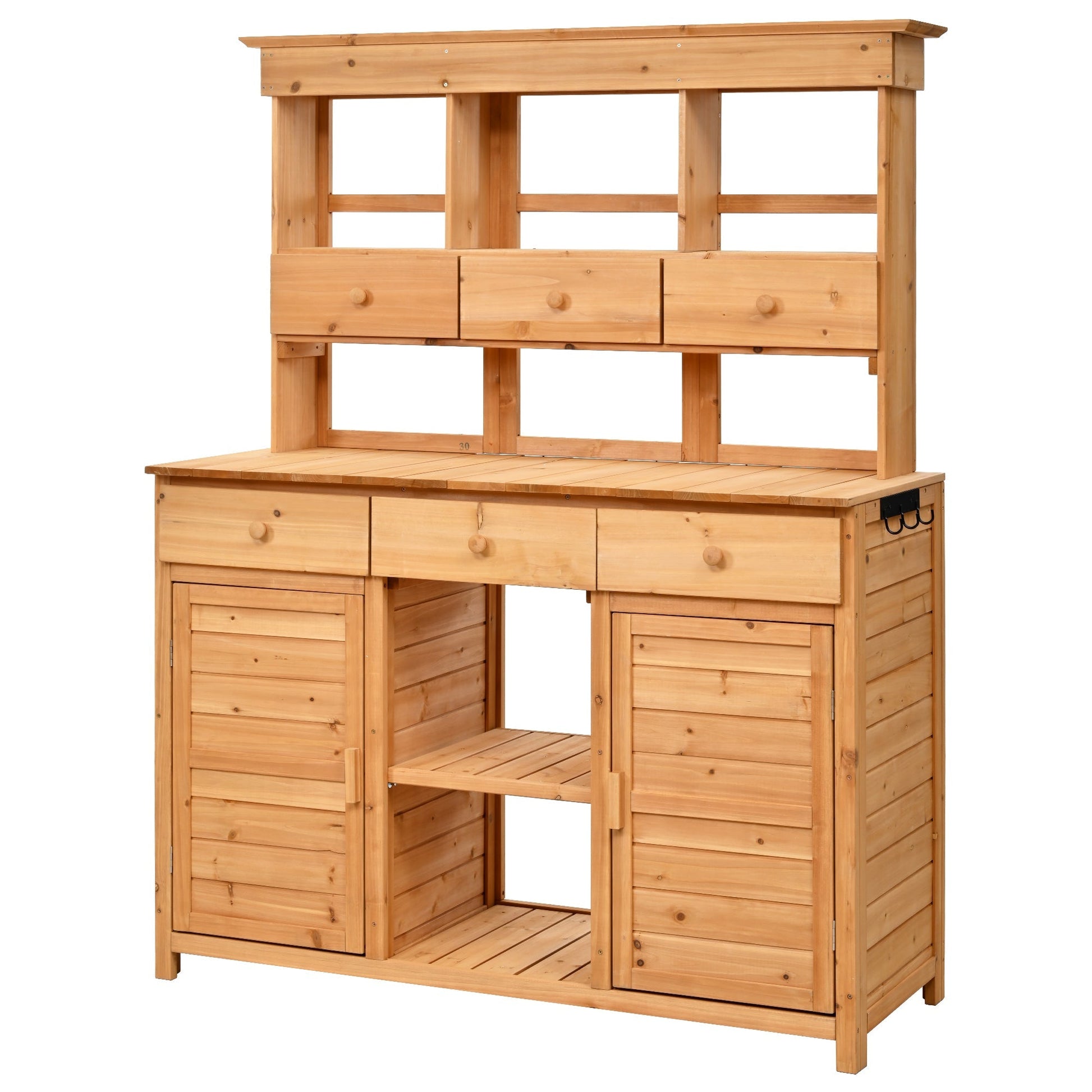 TOPMAX 65.7'' Tall Garden Potting Bench Table with Hutch natural wood by HouseOfZazla on Tampa Home & Garden Store