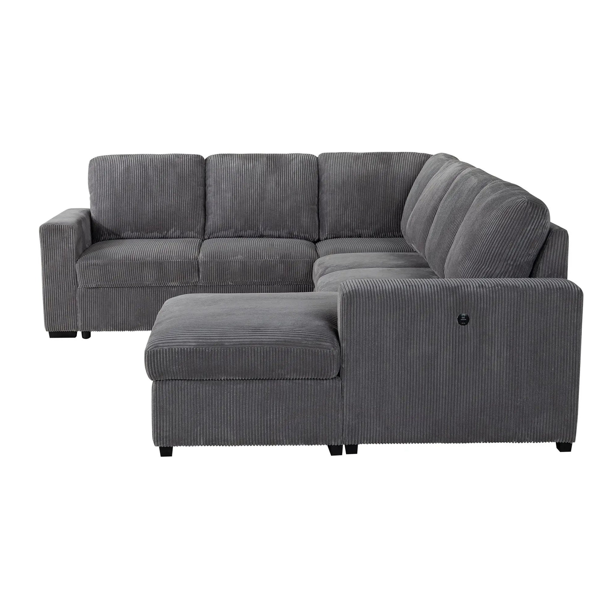 Melody sleeper sectional sofa in dark grey corduroy with chaise by Unique Piece Furniture on Tampa Home & Garden Store